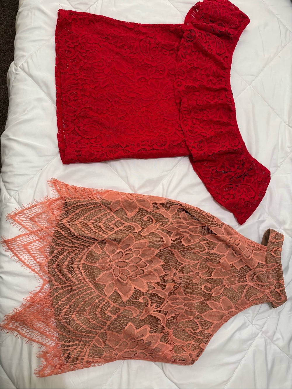 Guess Red Lace Off-Shoulder Top